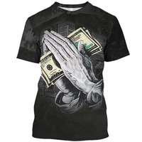 T-shirt décontracté pour homme à manches courtes, imprimé numérique, tricoté, style hip-hop tendance, respirant, écologique, de haute qualité