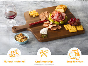 Plato cuadrado de madera de acacia para servir con asa para cortar y picar carne, tablas de charcutería amigables para restaurantes - Product Image 6