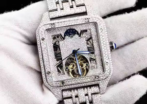 Montre-bracelet en acier inoxydable de style hip-hop pour homme Moissanite VVS Clarity Diamonds Brilliant Cut Quartz 20mm Antique Sport Caractéristiques - Product Image 3