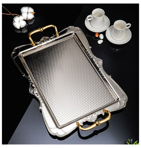 Plateau de service moderne en métal, best-seller, avec poignée dorée, fait à la main, écologique, décoration d'intérieur pour mariage, Diwali, couleur personnalisable - Product Image 3