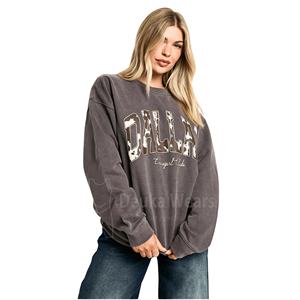 Sweat-shirts à col rond en molleton de coton personnalisés à faible MOQ, séchage rapide, manches tombantes personnalisées avec impression d'appliques sur mesure - Product Image 1