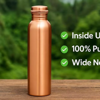 Bouteille d'eau en cuivre |   1000 ml Réutilisable Écologique |   Design élégant pour une hydratation quotidienne |   Unisexe |   Cadeaux pour le bureau à domicile |