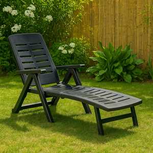 Lettino prendisole pieghevole bianco regolabile in plastica sedia a sdraio per giardino piscina uso esterno - Product Image 3