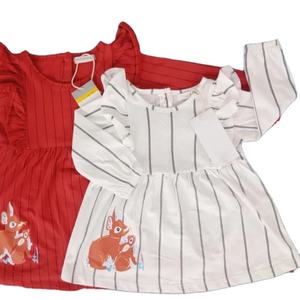 Vestidos de algodón de moda transpirables ecológicos especiales de verano con volantes para niñas patrón sólido multicolor Mini Bangladesh para - Product Image 1