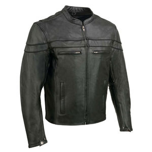 Veste en cuir véritable pour homme, style streetwear, imperméable, fermeture éclair sur le devant, logo personnalisable, vente en gros, automne-hiver - Product Image 1