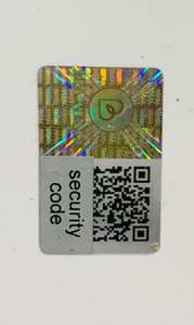 Étiquette autocollante personnalisable dorée holographique, anti-contrefaçon, étanche, avec code QR caché - Product Image 2