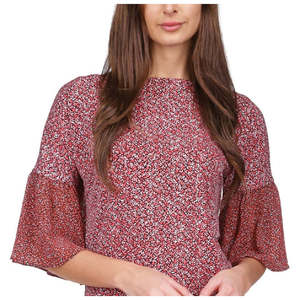 Top da Donna Michael Kors con Maniche a Campana e Orlo Annodabile in Rosso, Taglia Unica (dalla XS alla XL), in Maglia e Chiffon per Primavera/Estate e Autunno - Product Image 2