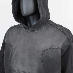 Sudadera con Capucha Estilo Vintage Personalizada, Lavada al Ácido, Secada al Sol, Decolorada por el Sol, Sudadera Extra Grande con Cierre, Gris, Decolorada por el Sol, Lavada al Ácido - Product Image 4