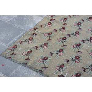 พรมขนแกะสีเบจแบบดั้งเดิมที่4x9.7ft การออกแบบเย็บปะติดปะต่อกันแบบตุรกีสำหรับทางเข้าหรือห้องนั่งเล่นพรมยางรองข้างเตียง - Product Image 5