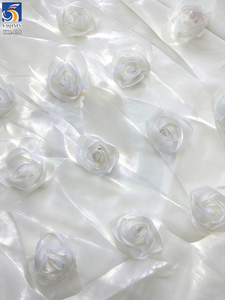 YX1414 <span class=keywords><strong>Tela</strong></span> de Organza Líquida de 150 g/m² <span class=keywords><strong>para</strong></span> Vestidos de Verano 2026, con <span class=keywords><strong>Bordado</strong></span> 3D de Flores de Rosa, 1 Yarda - Product Image 5