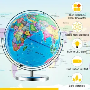 Metal Globe Sculpture Outdoor Large Metal Globe With <b>Stand</b> Aluminum Sculpture for Outdoor Globe Sculpture - Product Image 4