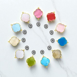 Bleu Topaze Quartz Trèfle Forme Gemme Charme Double Bail Connecteur DIY Lucky Charms Bijoux - Product Image 2