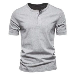 Factory Customised Men's Plus Size <b>Henley</b> Short Sleeve T-<b>Shirt</b> 100% Cotton Dyed Jersey/Knitted Slim Fit Design Sporty Style Free - Product Image 5