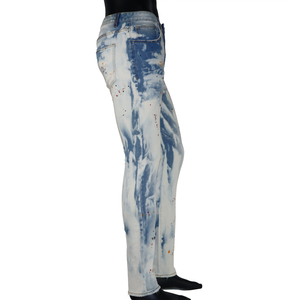 Custom Wholesale High Quality High Street Breathable Winter Streetwear Washed Paint Casual Blue <b>Jeans</b> for Men - Product Image 4