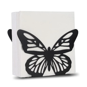 Soporte para servilletas de diseño negro Natural, soporte para servilletas de tejido de mariposa de Metal, para hogar, Hotel, restaurante, Oficina - Product Image 6