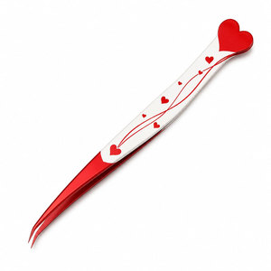 Pinzas para Pestañas con Diseño de Corazón Rojo, Acero Inoxidable, Punta Recta de Precisión para Aplicación de Pestañas - Product Image 3