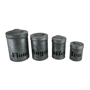 Galvanized Metal <b>Canister</b> <b>Set</b> of 3 Galvanized Metal <b>Canisters</b> with Handle Decorative Storage Solution Three Sizes - Product Image 2