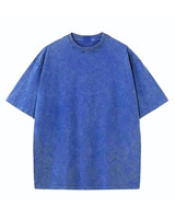 Camiseta de algodón 100% de alto gramaje, lavada al ácido, oversize, de cuello redondo, con logotipo bordado, teñido anudado, para hombre y mujer, tallas grandes, lisa.