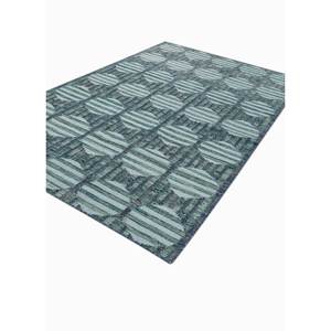 Tapis en laine bleu géométrique à motifs losanges, tissés à la main, à mailles plates, pour chambre/salon, couloir rectangulaire haut pour adolescents - Adwl-13174 - Product Image 2