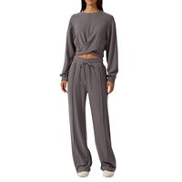 Ensemble d'hiver personnalisé avec logo 2025, nouveau pull à capuche en toile respirante pour femmes et pantalon en tricot, 2 pièces