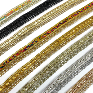 High Quality Metallic Crocheted Garment Accessory Lace <b>Trim</b> <b>Tassel</b> Fringe Decorative Beads Rhinestone Bags Shoes Water Soluble - Product Image 1