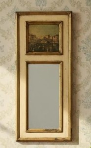 <b>Vintage</b> Italian Trumeau Wall <b>Mirror</b> Venetian Rialto Scene Mid-Century Florentine Style - Product Image 2