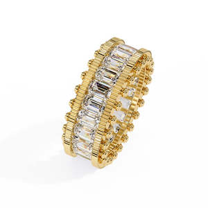 18K <b>Solid</b> Gold Full Eternity Ring Band Luxury Stackable Wedding Ring Emerald Cut Lab Grown Diamond Unisex Fine Jewelry Wholesale - Product Image 4