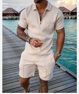 Conjuntos de polos informales, chándal personalizado para hombre, camiseta para hombre y conjunto corto con cremalleras - Product Image 3