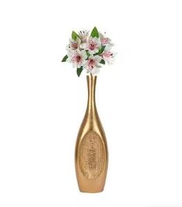 Florero Premium con acabado dorado, jarrones decorativos de tendencia de lujo en relieve para decoración de interiores, bodas y eventos, artículo - Product Image 4