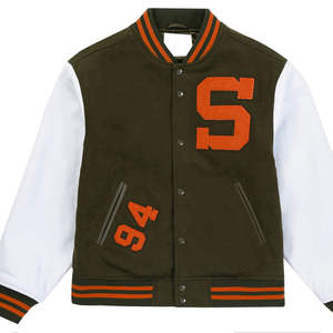 Logos de broderie personnalisés Veste universitaire en laine chenille pour hommes avec col montant Imperméable et respirant Couleurs et tailles personnalisées - Product Image 4