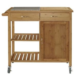 KIBamboo Mobile Kitchen Shelf Modern Design 105x50x90cm Made of <b>Oak</b>-KIB001 - Product Image 2
