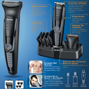 Rasoir électrique USB avec lames rotatives et grille de coupe interchangeables pour le visage et le corps, lavable, interface en allemand - Product Image 3