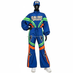 Conjunto de cortavientos para mujer GSM tela de poliéster Premium azul verde naranja Panel logotipo personalizado bordado Impresión de talla grande cortavientos - Product Image 1