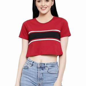 Gran oferta, cómoda, de buena calidad, Diseña tu propio Color sólido, camiseta de manga corta, estilo de verano, nuevas camisetas cortas ajustadas para mujer - Product Image 1