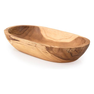 Bol ovale en bois de teck salade chips Fruits noix Table basse plateau décoratif utilisation polyvalente servant affichage stockage fête - Product Image 3