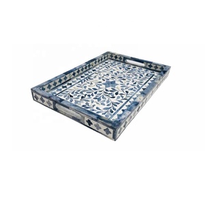 Bandeja con incrustaciones de hueso, mesa de forma Rectangular, bandeja para servir café y té, bandeja para servir hecha a mano, uso de cocina para invitados - Product Image 5