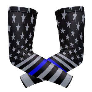 Mangas de Compresión para Brazos con Diseño Personalizado de la Bandera de EE. UU., Servicio OEM al por Mayor, Mangas de Alta Calidad con Agarre Elástico en la Parte Superior - Product Image 1