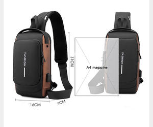 Vente en gros 2024 Sac à bandoulière étanche USB pour hommes à la mode Sac à bandoulière pour hommes Sac à bandoulière anti-vol pour hommes - Product Image 3