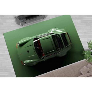 Alfombra con Efecto 3D de Auto Verde: Decoración para Salón, Apta para Mascotas, con Pelo Suave - Product Image 1