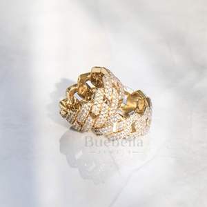 Venta caliente 18K Gold Prong Cuban Ring White Gold VVS MoissaniteCuban Link Chain Ring Hip Hop Tradicional Miami Cuban Link Ring - Product Image 4