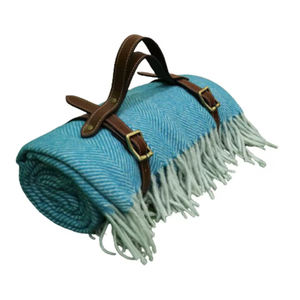 Manta de tiro con estampado de espiga turquesa Premium Calidez y sofisticación combinadas - Product Image 3