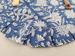 Manteles individuales Reversibles azul claro, bloque de mano Floral con estampado de volantes, decoración de mesa de comedor desechable moderna, reutilizable para el hogar - Product Image 3