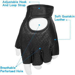 Gants en cuir de chèvre demi-doigts pour hommes Gants personnalisés de cyclisme de course de moto sans doigts rembourrés en gel pour le sport - Product Image 4