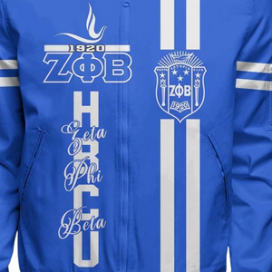 Chaqueta de Satén de la Hermandad Femenina Zeta Phi Beta, Ropa Griega ZPB Azul y Blanca, Bordado de Escudo 1920, Prenda Universitaria Premium - Product Image 4