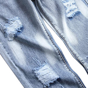 Pantalones vaqueros rasgados desgastados lavados Vintage de alta calidad para hombre, pantalones vaqueros largos ajustados, pantalones vaqueros rectos, pantalones informales para hombre - Product Image 3