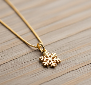 Collar de Plata de Ley 925 Minimalista y Elegante para Hombre y Mujer, Cadena de Eslabones con Diseño de Copo de Nieve, Chapado en Oro de 14K, de Lujo - Product Image 2