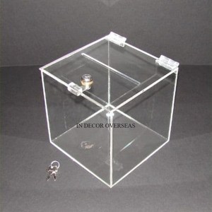 Caja de tarjeta de invitación de boda con forma de cuboide hecha de acrílico de alta calidad, suministros, accesorios de decoración de boda a un precio impresionante - Product Image 1
