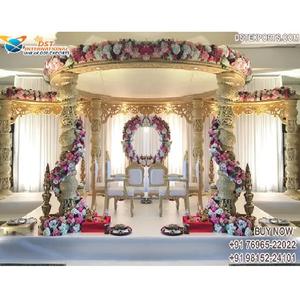 Mandap en bois de style gujarati pour mariage, mandap moderne pour mariage asiatique, mandap élégant pour mariage indien, décoration d'événement aux États-Unis - Product Image 1