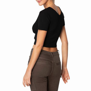 Camisetas cortas con estampado personalizado, camisetas transpirables con tu diseño para mujer, venta al por mayor, Camiseta de algodón de estilo informal en blanco para mujer - Product Image 6