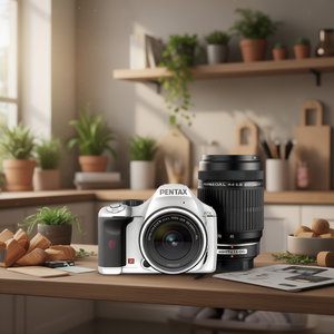 Appareil photo reflex numérique blanc haute résolution K-x avec kit double zoom pour la photographie et l'enregistrement vidéo, fonctionnalités HD, prend en charge les cartes mémoire SD - Product Image 3